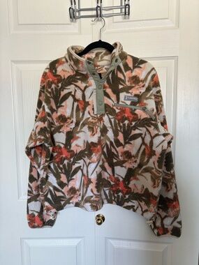 Columbia Floral Fleece Snap Pullover in Pink & Olive